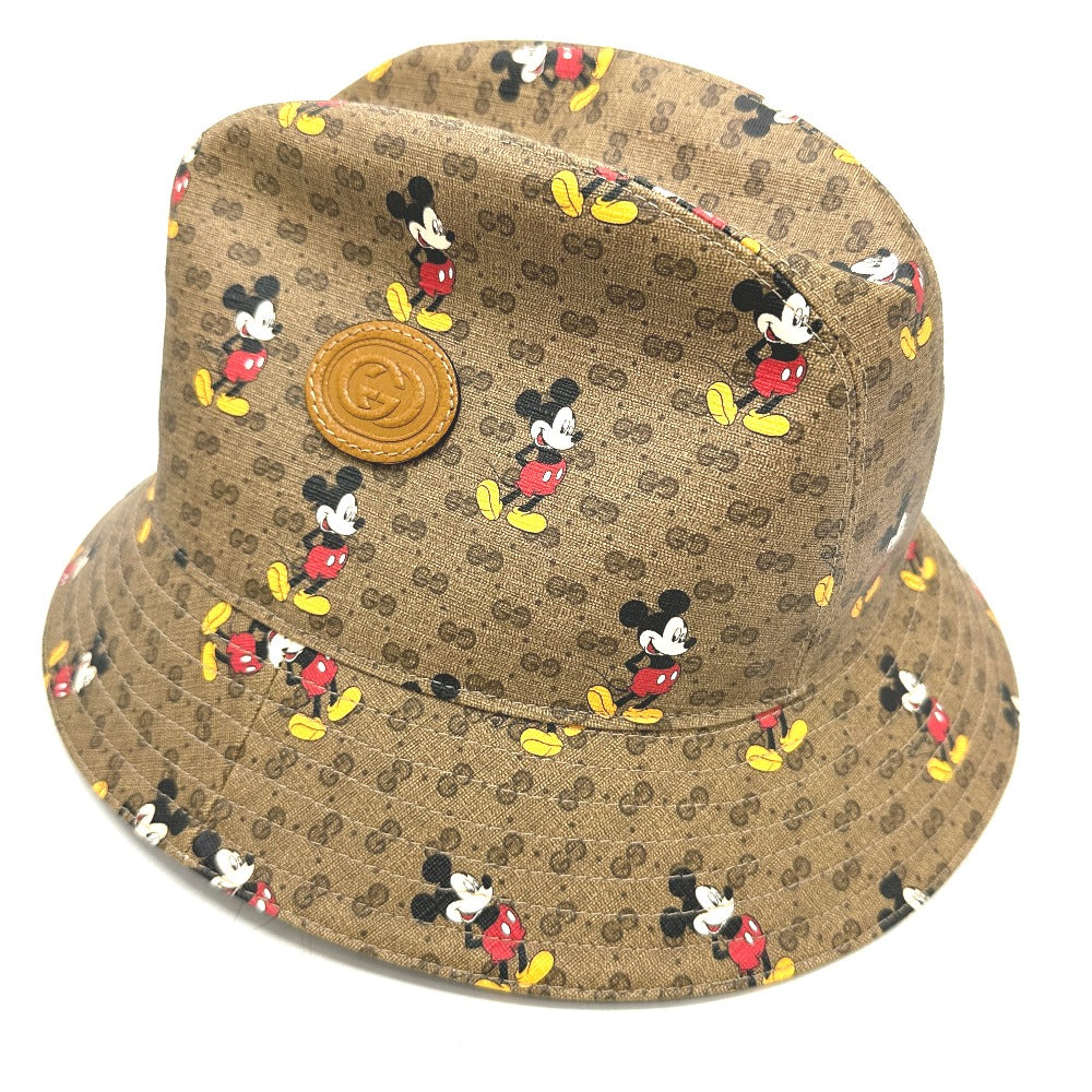 GUCCI hat 602978 GG Supreme Canvas Brown Mini GG DISNEY Mickey Mouse unisex(Unisex) L Used Authentic