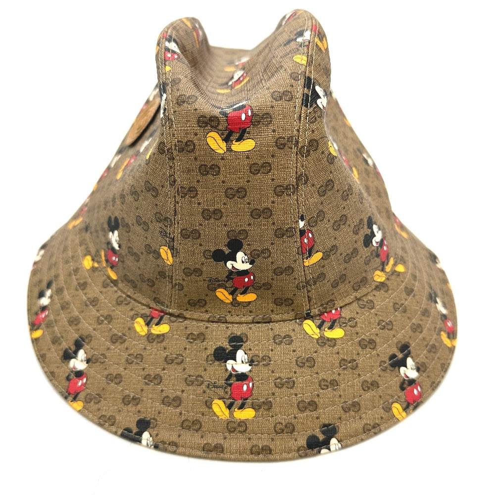 GUCCI hat 602978 GG Supreme Canvas Brown Mini GG DISNEY Mickey Mouse unisex(Unisex) L Used Authentic