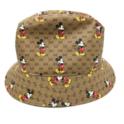 GUCCI hat 602978 GG Supreme Canvas Brown Mini GG DISNEY Mickey Mouse unisex(Unisex) L Used Authentic