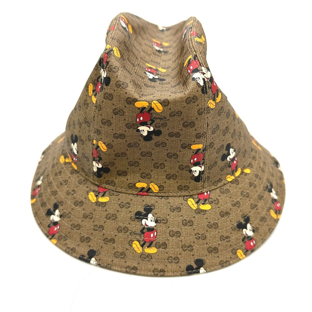 GUCCI hat 602978 GG Supreme Canvas Brown Mini GG DISNEY Mickey Mouse unisex(Unisex) L Used Authentic