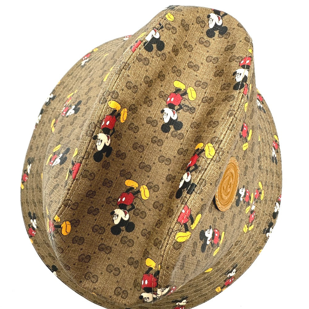 GUCCI hat 602978 GG Supreme Canvas Brown Mini GG DISNEY Mickey Mouse unisex(Unisex) L Used Authentic