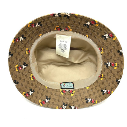 GUCCI hat 602978 GG Supreme Canvas Brown Mini GG DISNEY Mickey Mouse unisex(Unisex) L Used Authentic