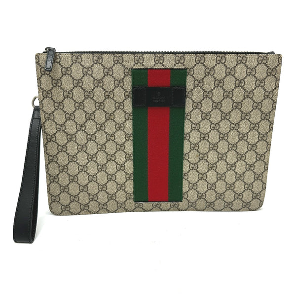 GUCCI Clutch bag Bag Sherry line GG Supreme Canvas 433665 beige mens Used Authentic