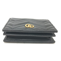 GUCCI Folded wallet GG Marmont quilting leather 466492 black Women Used Authentic