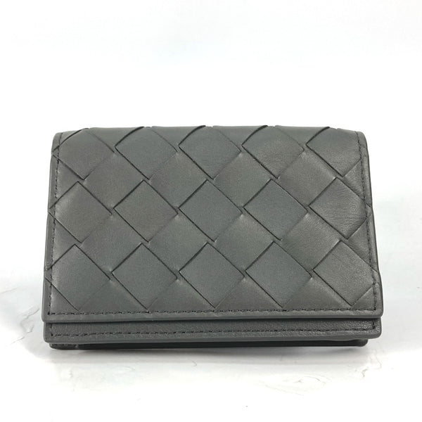 BOTTEGAVENETA Card Case Pass Case Card Case Bifold Wallet INTRECCIATO leather 605720 gray mens Used Authentic