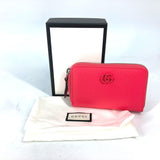 GUCCI Coin case Coin Pocket Card Case Wallet Compact Wallet Double G GG Zip Around leather 644412 Pink Women Used Authentic