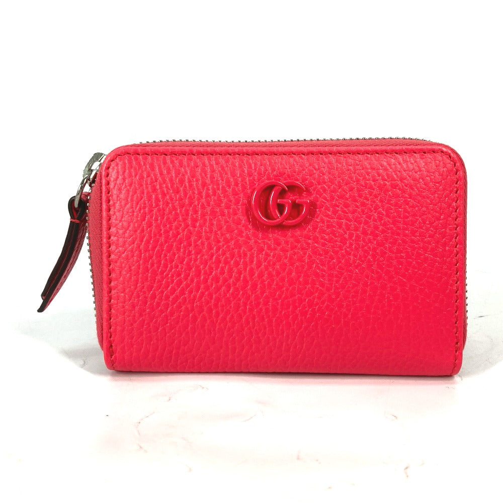 GUCCI Coin case 644412 leather Pink type Double G GG Zip Around Women Used Authentic