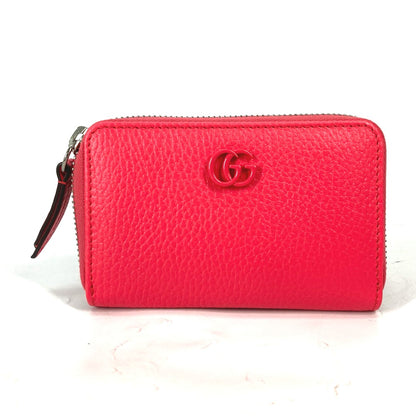 GUCCI Coin case 644412 leather Pink type Double G GG Zip Around Women Used Authentic