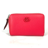 GUCCI Coin case Coin Pocket Card Case Wallet Compact Wallet Double G GG Zip Around leather 644412 Pink Women Used Authentic