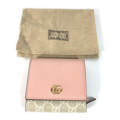 GUCCI Folded wallet 598587 GG Supreme Canvas Pink x Beige type GG Supreme GG Marmont Women Used Authentic