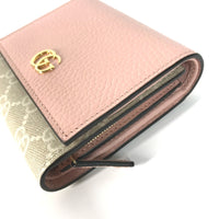 GUCCI Folded wallet Medium wallet GG Supreme GG Marmont GG Supreme Canvas 598587 Pink x Beige Women Used Authentic