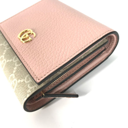 GUCCI Folded wallet 598587 GG Supreme Canvas Pink x Beige type GG Supreme GG Marmont Women Used Authentic