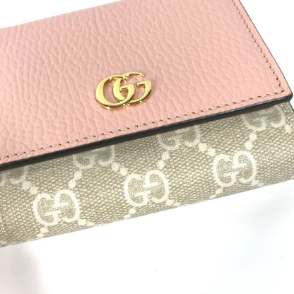 GUCCI Folded wallet 598587 GG Supreme Canvas Pink x Beige type GG Supreme GG Marmont Women Used Authentic