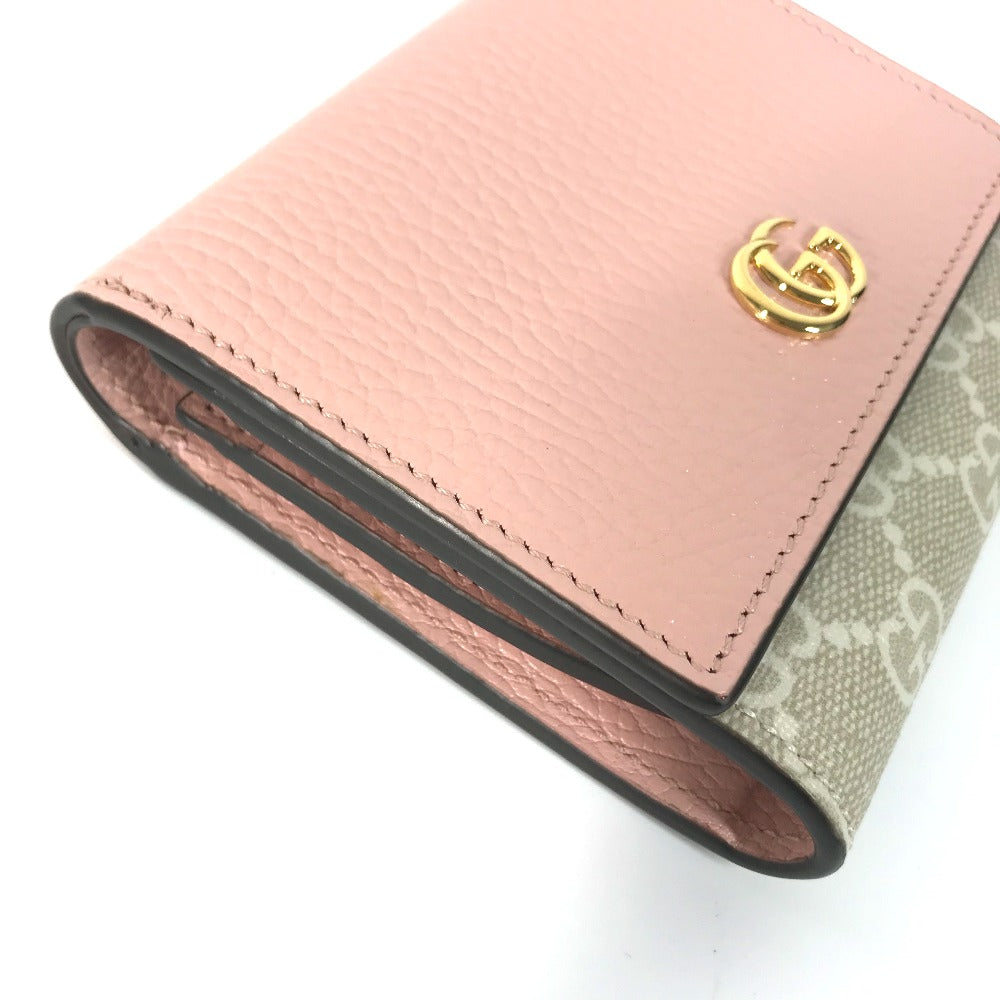 GUCCI Folded wallet 598587 GG Supreme Canvas Pink x Beige type GG Supreme GG Marmont Women Used Authentic