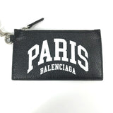 BALENCIAGA Coin case Coin Pocket Card Case Wallet Fragment Case CITIES PARIS neck strap moon leather 594548 black mens Used Authentic