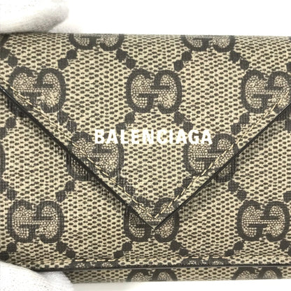 GUCCI Trifold wallet 681704 GG Supreme Canvas beige BALENCIAGA Balenciaga collaboration Paper mini wallet unisex(Unisex) Used Authentic