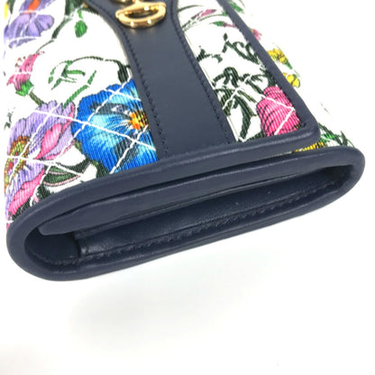 GUCCI Long Wallet Purse 536352 canvas multicolor Flora Floral Flower GG Continental wallet Women Secondhand Authentic