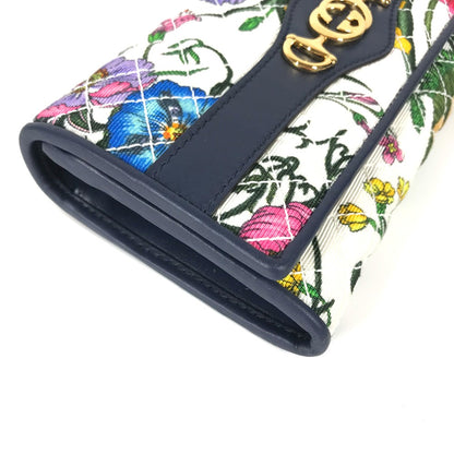 GUCCI Long Wallet Purse 536352 canvas multicolor Flora Floral Flower GG Continental wallet Women Used Authentic