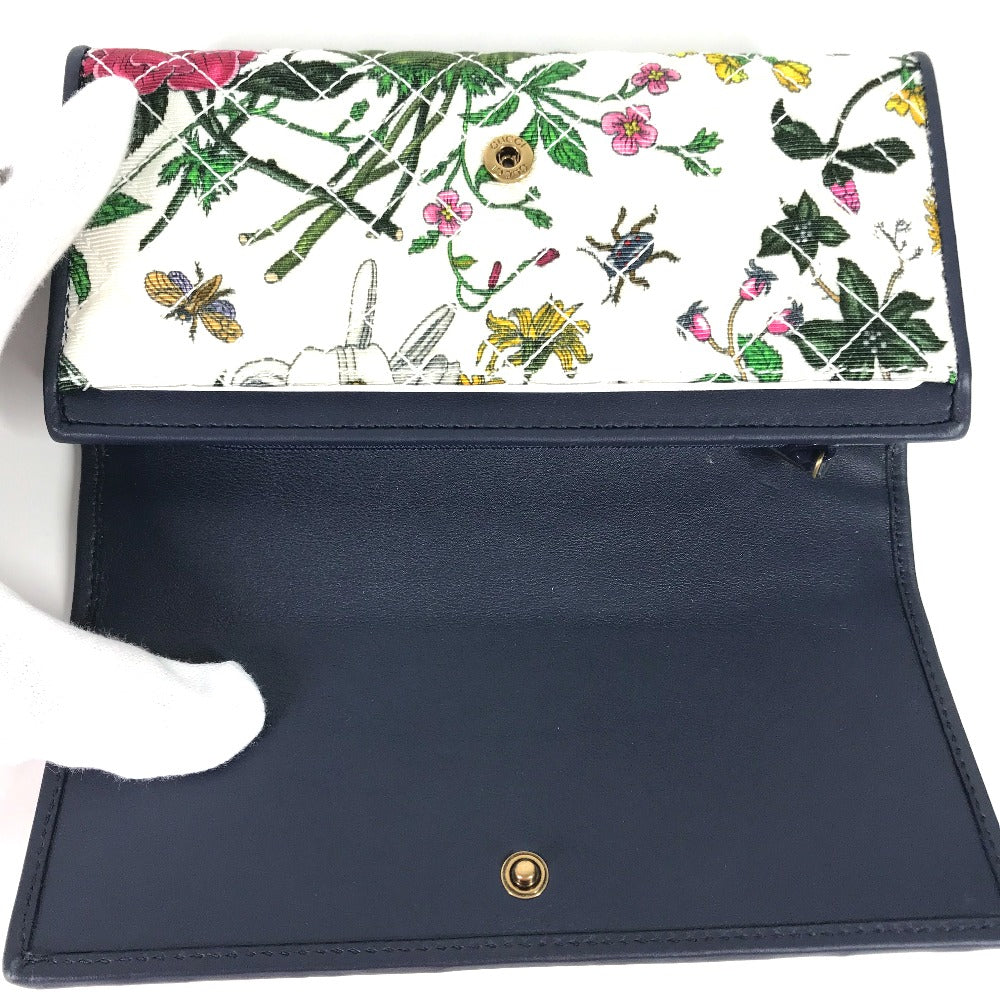 GUCCI Long Wallet Purse 536352 canvas multicolor Flora Floral Flower GG Continental wallet Women Used Authentic