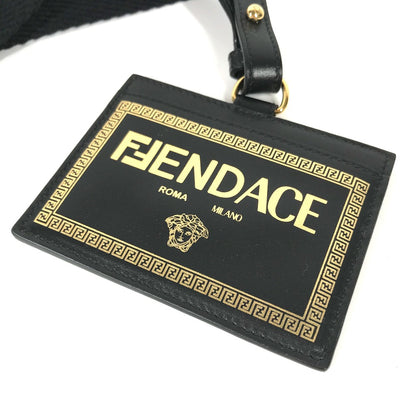 VERSACE Card Case leather black FENDI collaboration FENDACE FENDACE unisex(Unisex) Used Authentic