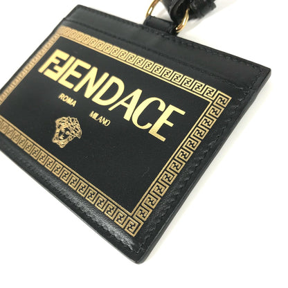 VERSACE Card Case leather black FENDI collaboration FENDACE FENDACE unisex(Unisex) Used Authentic