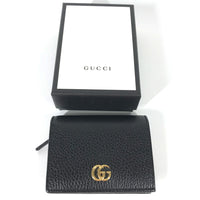 GUCCI Folded wallet Card Case (with coin and bill compartment) GG Marmont Compact wallet leather 456126 black Women Used Authentic