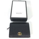GUCCI Folded wallet Card Case (with coin and bill compartment) GG Marmont Compact wallet leather 456126 black Women Used Authentic