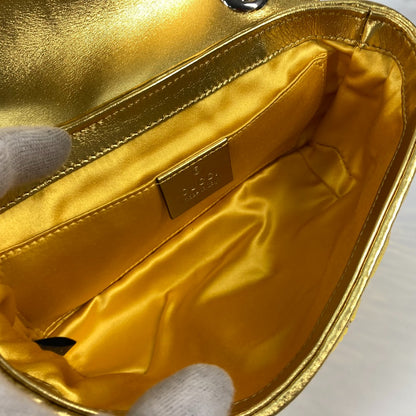 GUCCI Shoulder Bag 446744 Sequin / Leather Yellow Gold GG Marmont Sequin Women Used Authentic