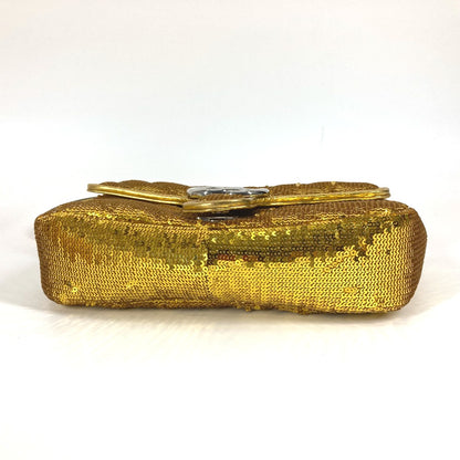 GUCCI Shoulder Bag 446744 Sequin / Leather Yellow Gold GG Marmont Sequin Women Used Authentic