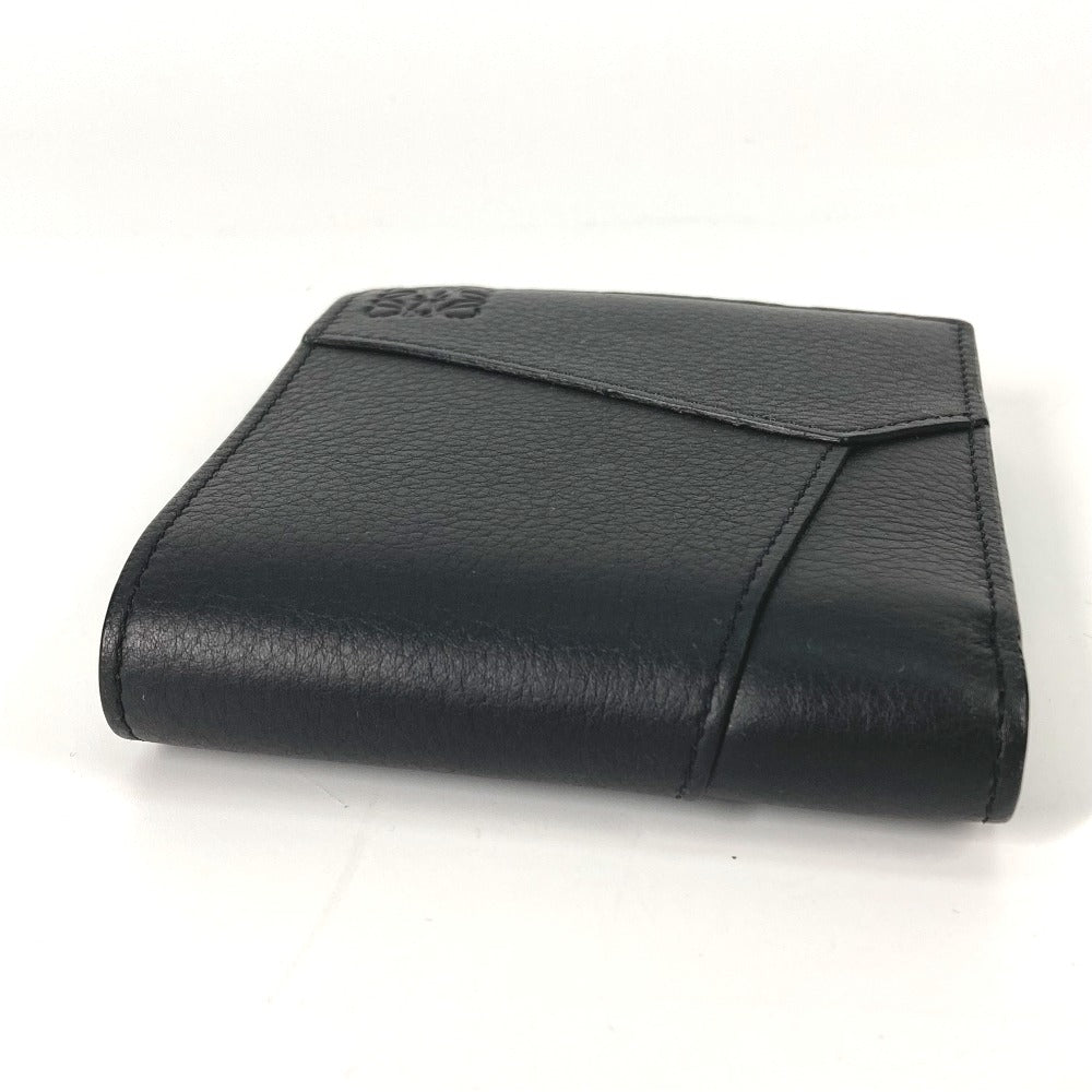 LOEWE Folded wallet C510501X06 leather black anagram puzzle bifold coin wallet mens Used Authentic