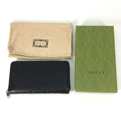 GUCCI Long Wallet Purse 739482 leather black Jumbo GG Zip wallet mens Used Authentic