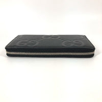 GUCCI Long Wallet Purse Zip Around Jumbo GG Zip wallet leather 739482 black mens Used Authentic