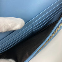 GUCCI Shoulder Bag Bifold Wallet Long Wallet Purse Crossbody Bag 3WAY Micro Guccisima Shoulder wallet leather 466507 blue Women Used Authentic