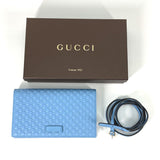 GUCCI Shoulder Bag Bifold Wallet Long Wallet Purse Crossbody Bag 3WAY Micro Guccisima Shoulder wallet leather 466507 blue Women Used Authentic