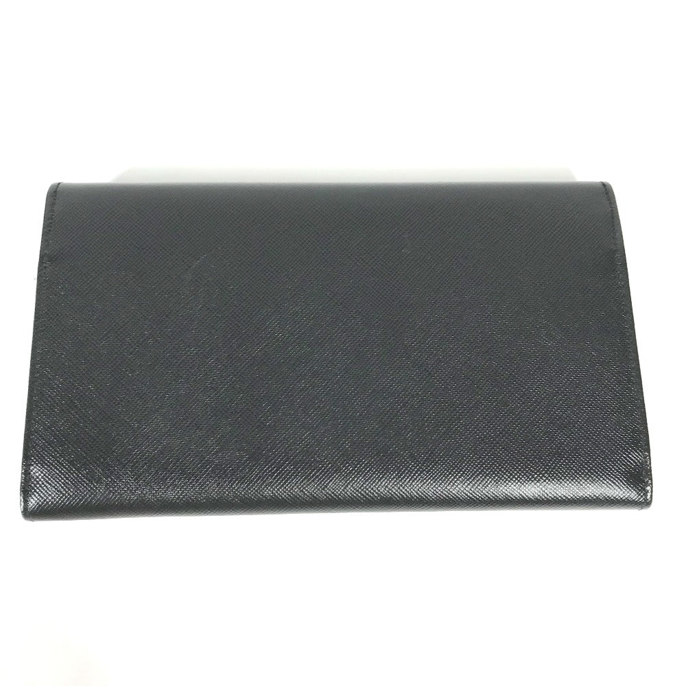 PRADA Long Wallet Purse M608A  Safiano leather black Triangle logo plate Long wallet Women Used Authentic