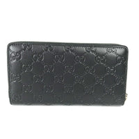GUCCI Long Wallet Purse Zip Around GG long wallet Guccisima leather 473928 black mens Used Authentic