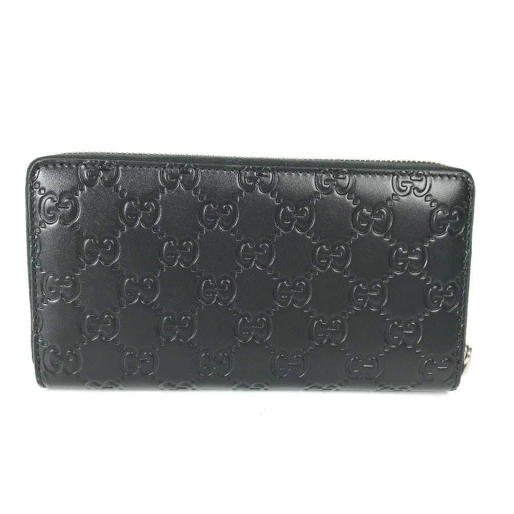 GUCCI Long Wallet Purse 473928 leather black GG long wallet Guccisima mens Used Authentic