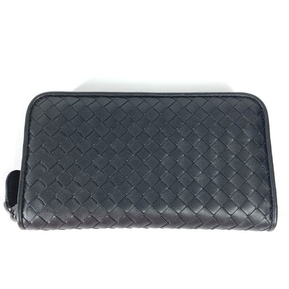 BOTTEGAVENETA Long Wallet Purse leather black Long wallet INTRECCIATO Women Used Authentic