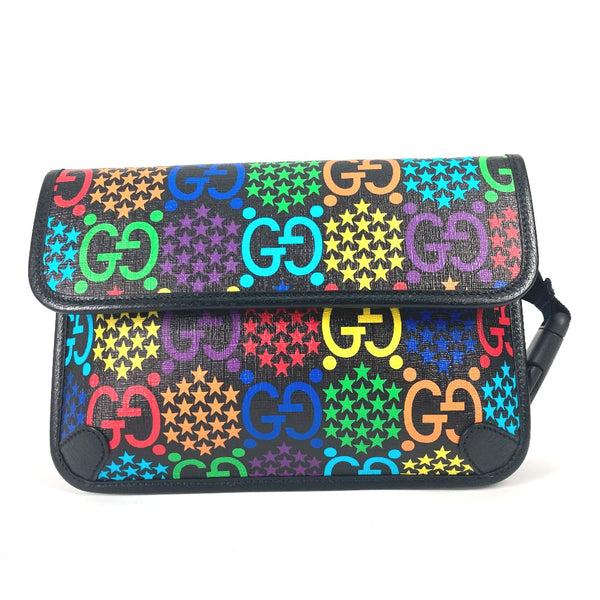 GUCCI body bag Bag Cross Shoulder Bag GG Supreme psychedelic belt bag Leather / PVC 598113 multicolor mens Used Authentic