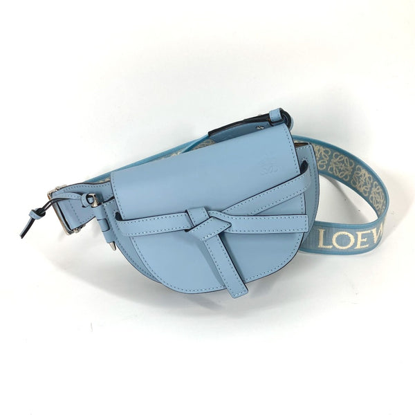 LOEWE Shoulder Bag Crossbody pochette bag gatedual bag mini Calf leather, jacquard A650N46X13 blue Women Used Authentic