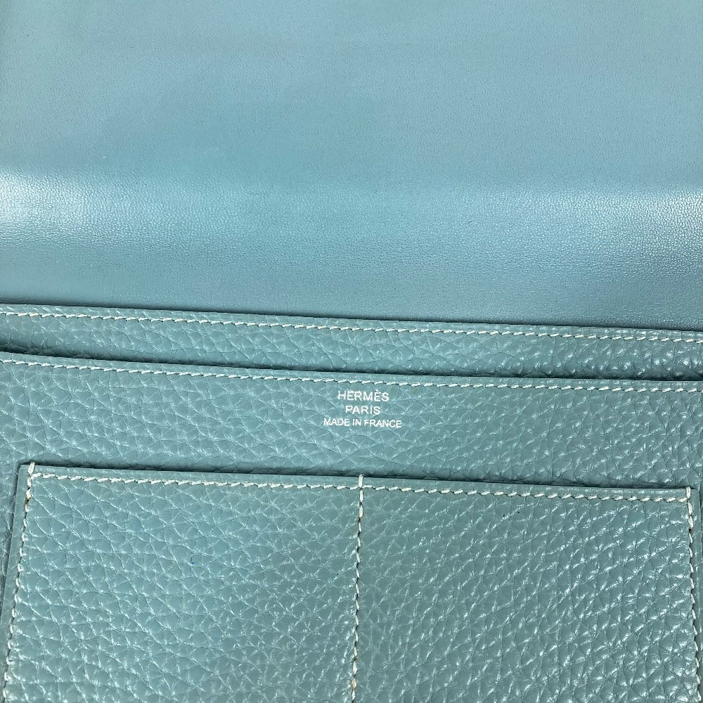 HERMES Long Wallet Purse Togo blue Long wallet Dogon Duo GM Women Used Authentic