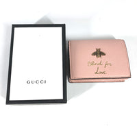 GUCCI Folded wallet Compact wallet bee bee bee bee bee bee bee bee bee bee bee bee Animalie leather 460185 pink Women Used Authentic