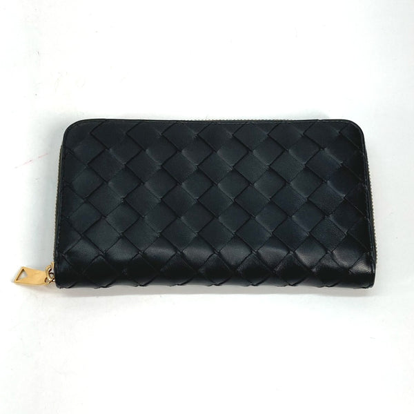 BOTTEGAVENETA Long Wallet Purse Zip Around Zip around wallet INTRECCIATO leather black Women Used Authentic