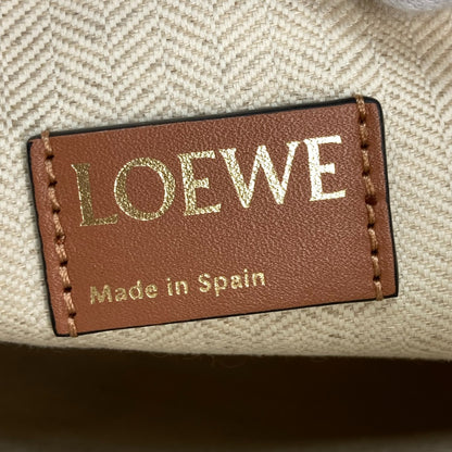 LOEWE Clutch bag Canvas / leather Beige x brown anagram jacquard oblong pouch mens Used Authentic