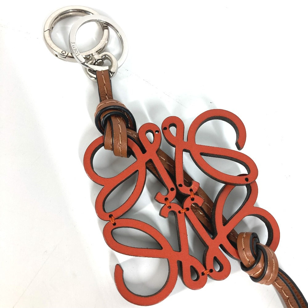 LOEWE key ring leather Orange type anagram Women Used Authentic