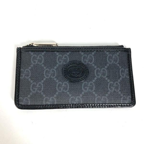 GUCCI Coin case Fragment Case Wallet Coin Pocket GG Supreme Interlocking G Card Case PVC / Leather 697717 black mens Used Authentic