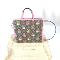 GUCCI Tote Bag 2WAY handbag Shoulder Bag Children's Rabbit Yuko Higuchi GG canvas 630542 Beige x pink Kids Used Authentic