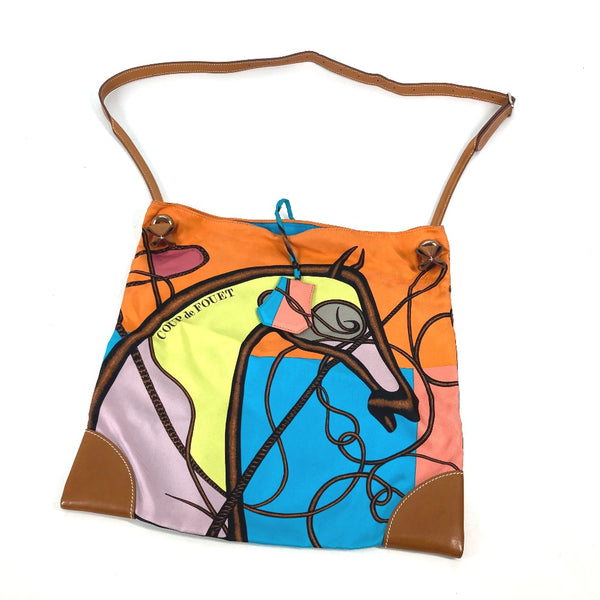 HERMES Shoulder Bag bag Crossbody shawl COUP de FOUET Horse Silky City PM Silk, Leather multicolor Women Used Authentic