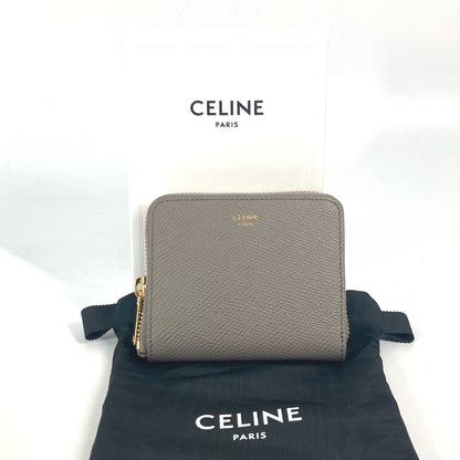 CELINE Folded wallet 10L203BEL.10BL leather gray Compact wallet Small Zip Wallet Essential Women Used Authentic