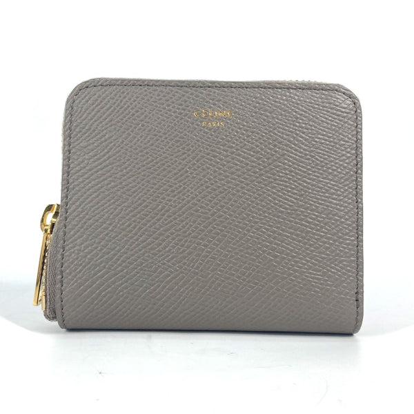 CELINE Folded wallet Zip Around Compact wallet Small Zip Wallet Essential leather 10L203BEL.10BL gray Women Used Authentic